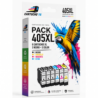 Caja CartuchoYa Epson 405XL, pack 3N+1C: 6 cartuchos (3 negro, 1 cian, 1 magenta, 1 amarillo)