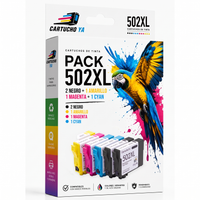 Caja CartuchoYa Epson 502XL, pack 2N+1C: 5 cartuchos (2 negro, 1 cian, 1 magenta, 1 amarillo)