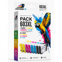 Caja CartuchoYa Epson 603XL, pack 2N+2C: 8 cartuchos (2 negro, 2 cian, 2 magenta, 2 amarillo)