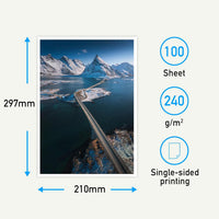 Papel fotográfico brillante A4, 240 g, 120 hojas
