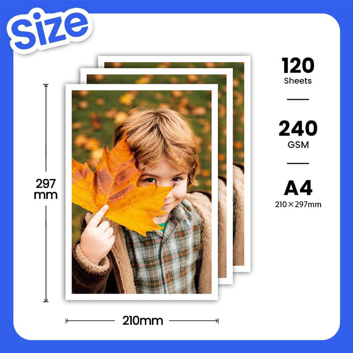 Papel fotográfico brillante A4, 240 g, 120 hojas