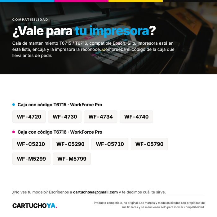 Caja de mantenimiento compatible Epson T6715 / T6716