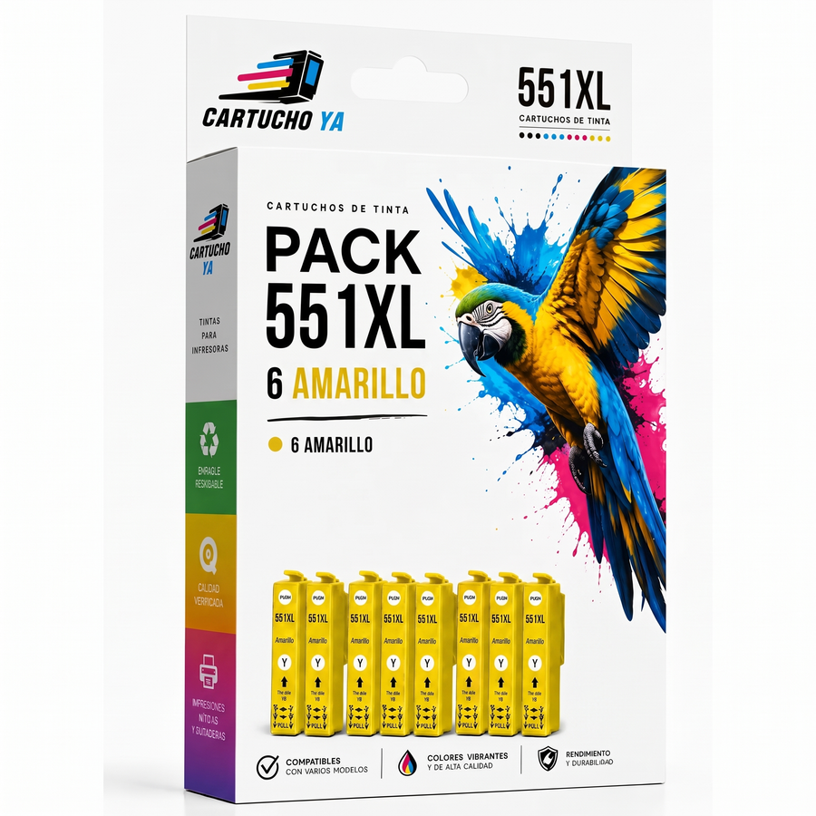 Pack 6 cartuchos amarillo compatibles con Canon 551XL