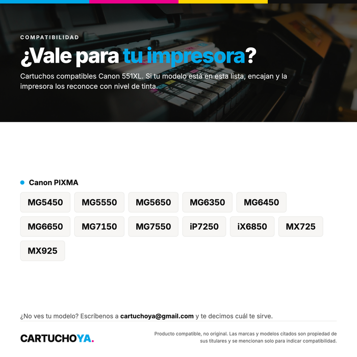 Cartuchos compatibles con Canon 550XL / 551XL