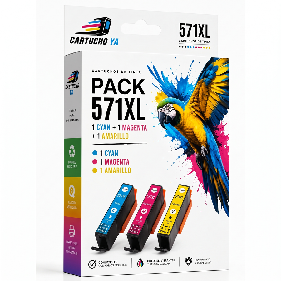 Pack 3 cartuchos de color compatibles con Canon 571XL