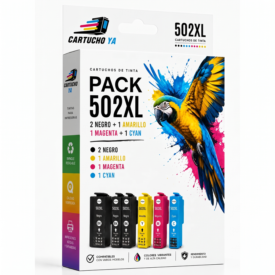 Pack 5 cartuchos compatibles con Epson 502XL (2 negro + 1 color)