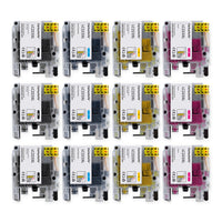 Pack 3N+3C: 12 cartuchos (3 negro, 3 cian, 3 magenta, 3 amarillo), vista frontal, compatibles Brother LC223XL CartuchoYa